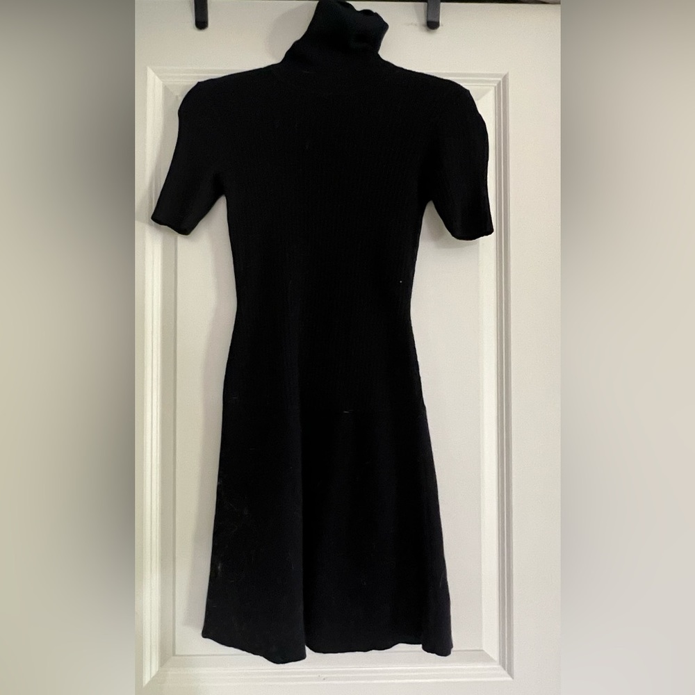 Theory Short Sleeve with Turtleneck mini black dress